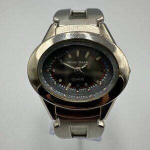 3/$30 Body Gear Watch Women Silver Tone Oval Dial 31MM Grey Dial New Battery 7"